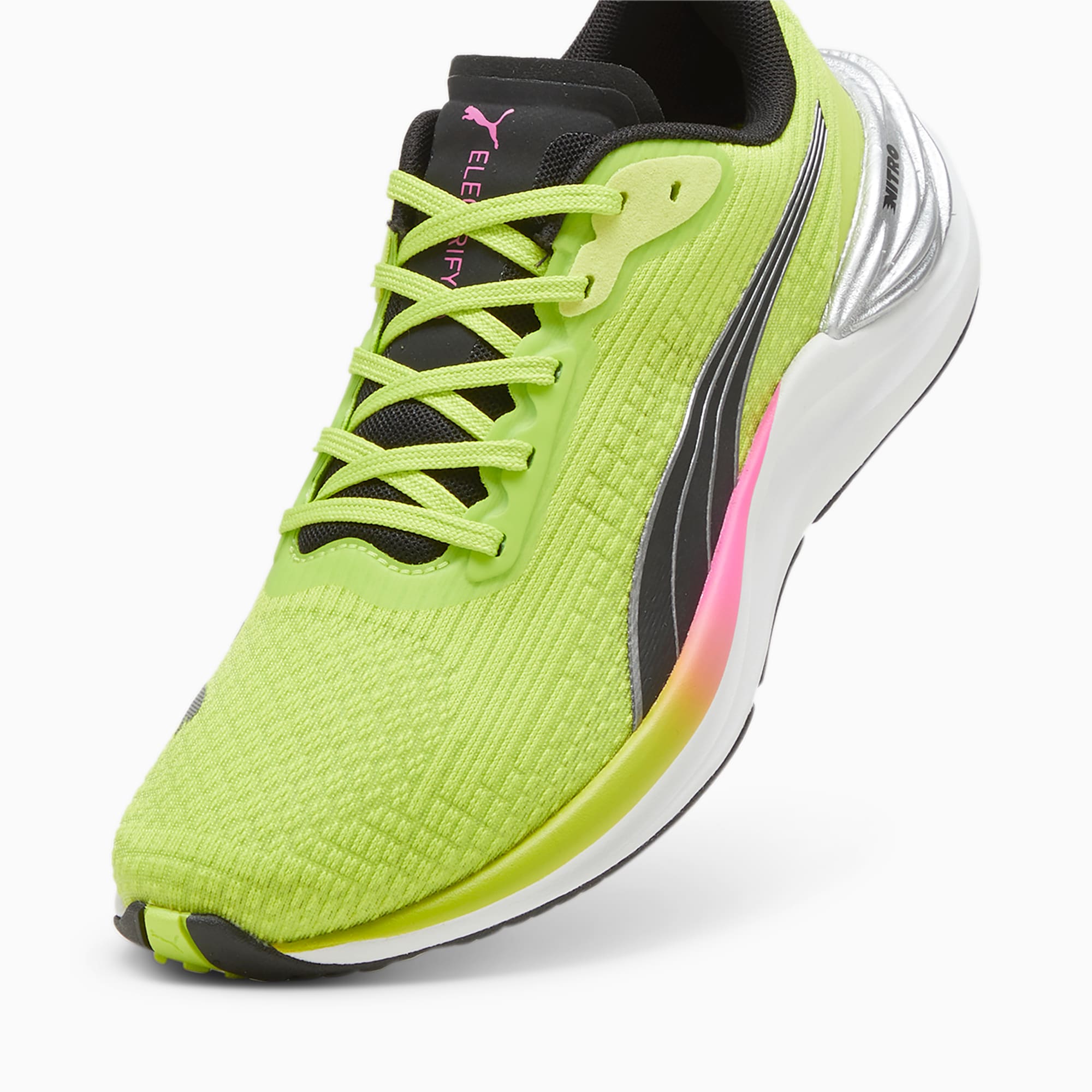 PUMA Electrify NITROâ¢ 3 hardloopschoenen voor Dames, Roze/Groen/Zwart